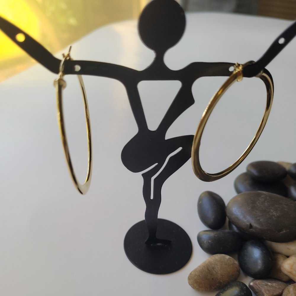 2" Italian-Made Knife Edge Hoop Earrings in 18K GP